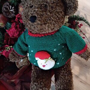 VTG Yang Jee Teddy Bear Stuffed Animal Plush Xmas Sweater 19"